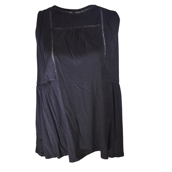 Old Navy Dark Gray Cotton Blend Inset Lace Tank Top Keyhole Back Size XL - Picture 2 of 3